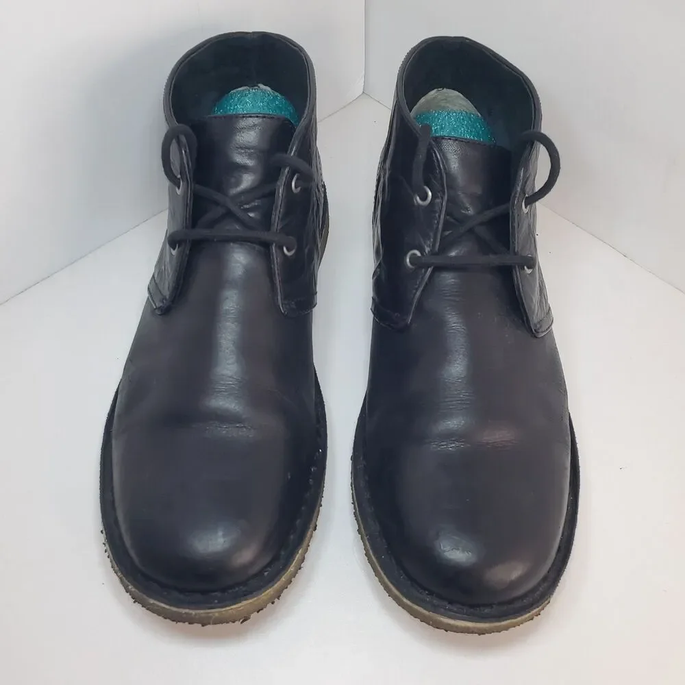 UGG Australia Boots Mens Sz 8.5 Black Leather Leighton Chukka Ankle Classic